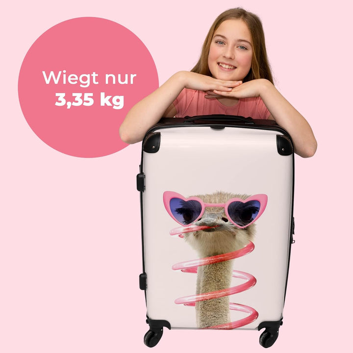 Teenager Mädchen Geschenke Trolley Koffer Reisetasche mit Rollen Suitcase Kinder - Pink - Strauss -