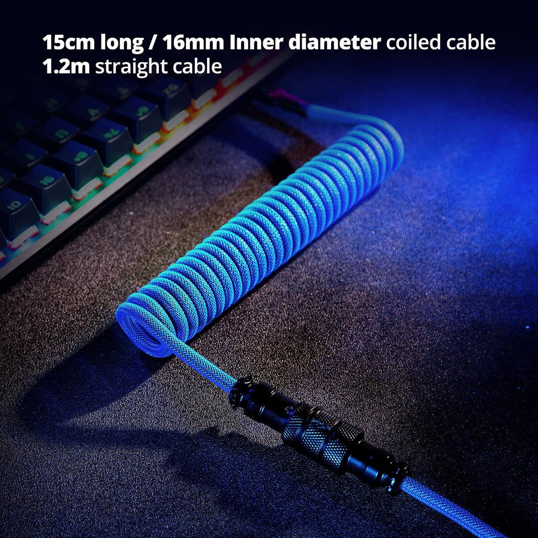 GUNMJO Pro Custom Coiled USB C Cable for Gaming Keyboard, Double-Sleeved Mechanical Keyboard Cable w