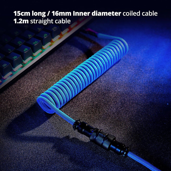 GUNMJO Pro Custom Coiled USB C Cable for Gaming Keyboard, Double-Sleeved Mechanical Keyboard Cable w