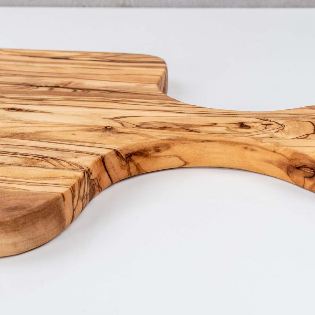 Schneidebrett 40x20cm Olivenholz Griff Holzbrett Servierplatte Natur Unikat Brettchen Deko Tischdeko