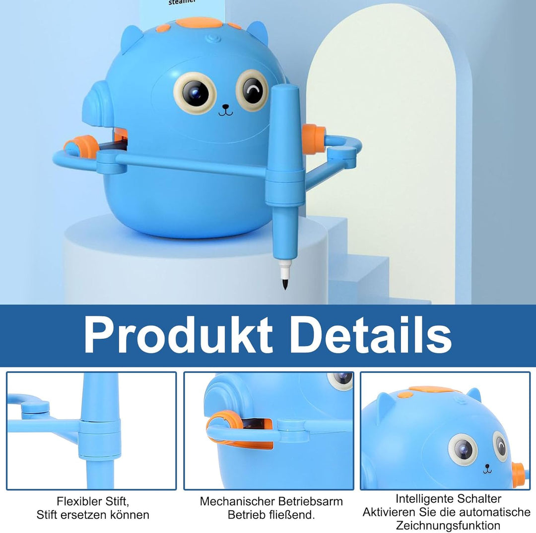 Topiky Magic Zeichenroboter für Kinder ab 3+, Malroboter für Kinder, Interaktiv mit 100 Lernkarten &