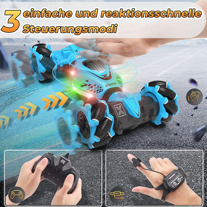 Pristar Ferngesteuertes Auto ab 6 7 8 9 10 11 12 Jahre Auto mit Handsteuerung RC Twist Stunt Car 360