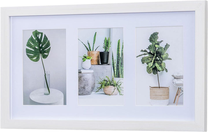 levandeo Bilderrahmen Collage 3 Fotos 10x15cm Ahorn Weiss MDF Holz Passepartout Glasscheibe Fotorahm