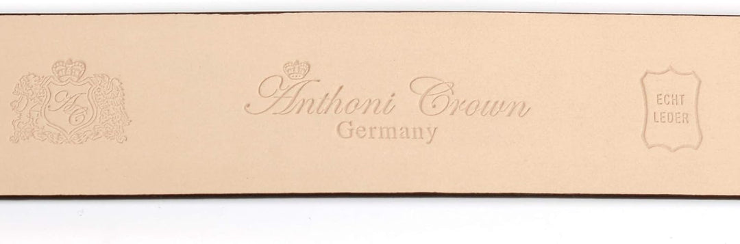 Anthoni Crown Leder Herrengürtel trendige dunkelblau geflammt / 3,5 cm Gürtel ohne Löcher, Automatik