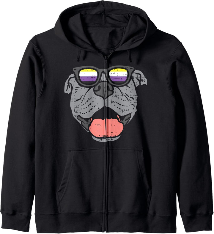 Pitbull Dog LGBTQ Non-Binary Flag Genderqueer Dog Lover Kapuzenjacke