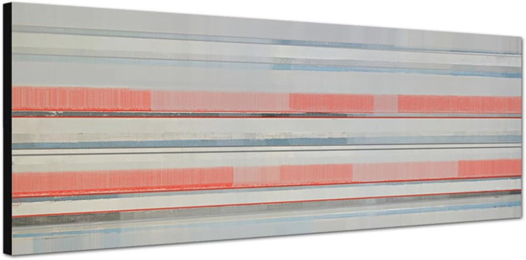 Paul Sinus Art Panoramabild auf Leinwand und Keilrahmen 150x50cm Kunst abstrakt rot grau