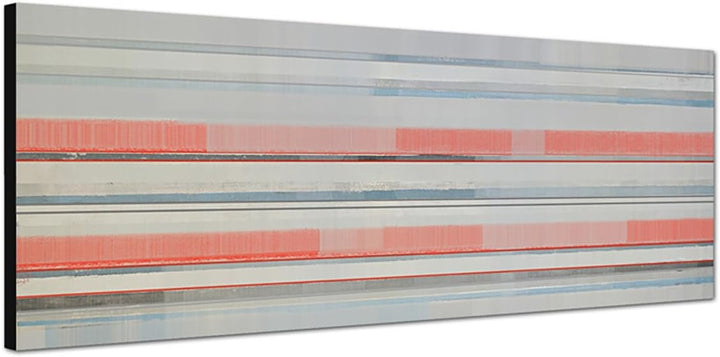 Paul Sinus Art Panoramabild auf Leinwand und Keilrahmen 150x50cm Kunst abstrakt rot grau