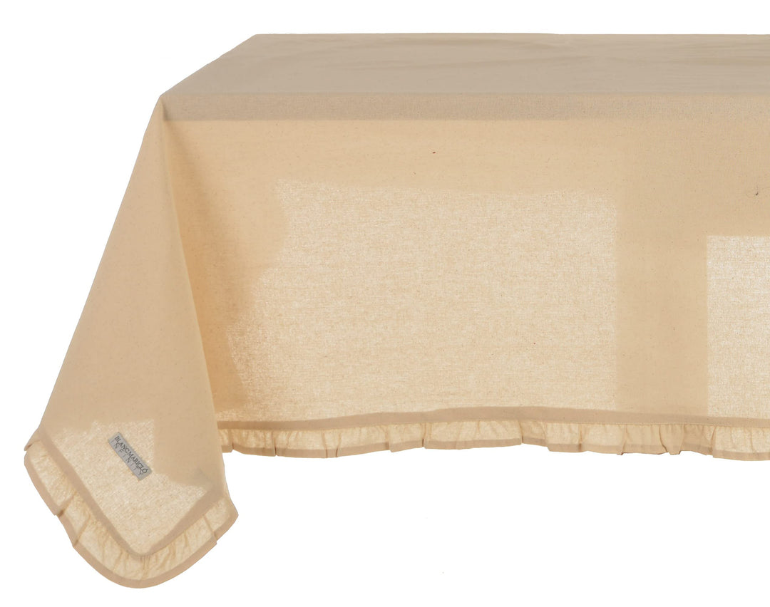 BLANC MARICLO' INFINITY beige Baumwolltischdecke mit Galetta 150x240 cm