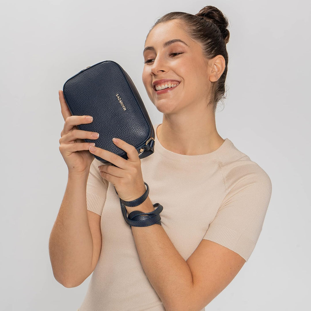 Lazarotti Bologna Leder Umhängetasche Damen | längenverstellbarer Schultergurt | mittelgrosse Crossb