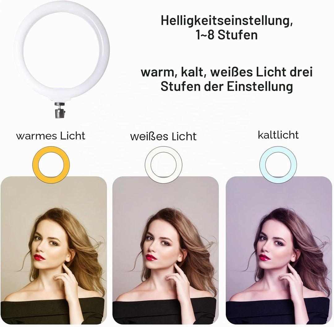 Starbea 25,4 cm Selfie-Ringlicht mit Stativständer und Telefonhalter, fotografische Beleuchtung, LED