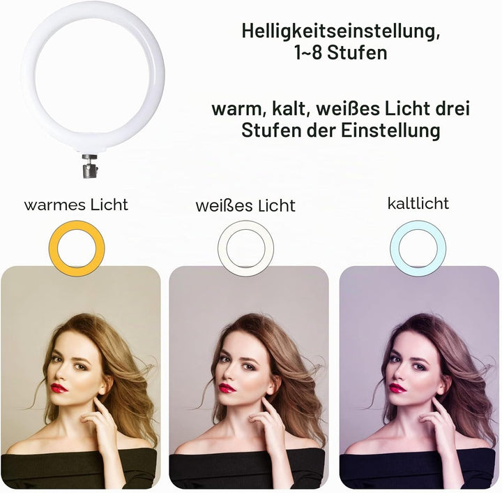 Starbea 25,4 cm Selfie-Ringlicht mit Stativständer und Telefonhalter, fotografische Beleuchtung, LED