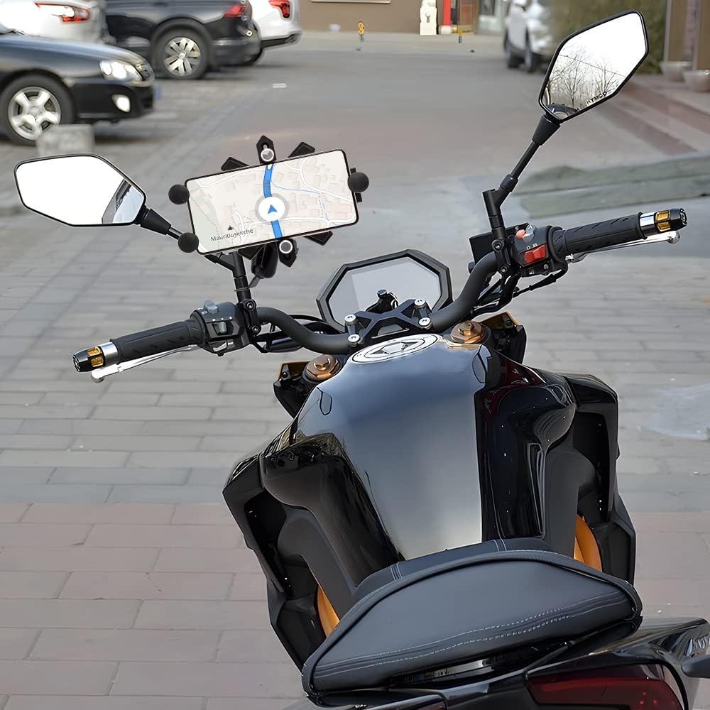 APEBAZY Motorrad-Fahrrad-Telefonhalterung, verstellbar, schwenkbar, stossfest und robust, Universal-