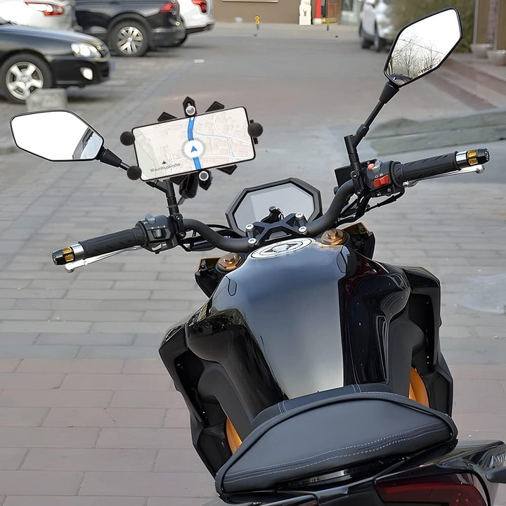 APEBAZY Motorrad-Fahrrad-Telefonhalterung, verstellbar, schwenkbar, stossfest und robust, Universal-