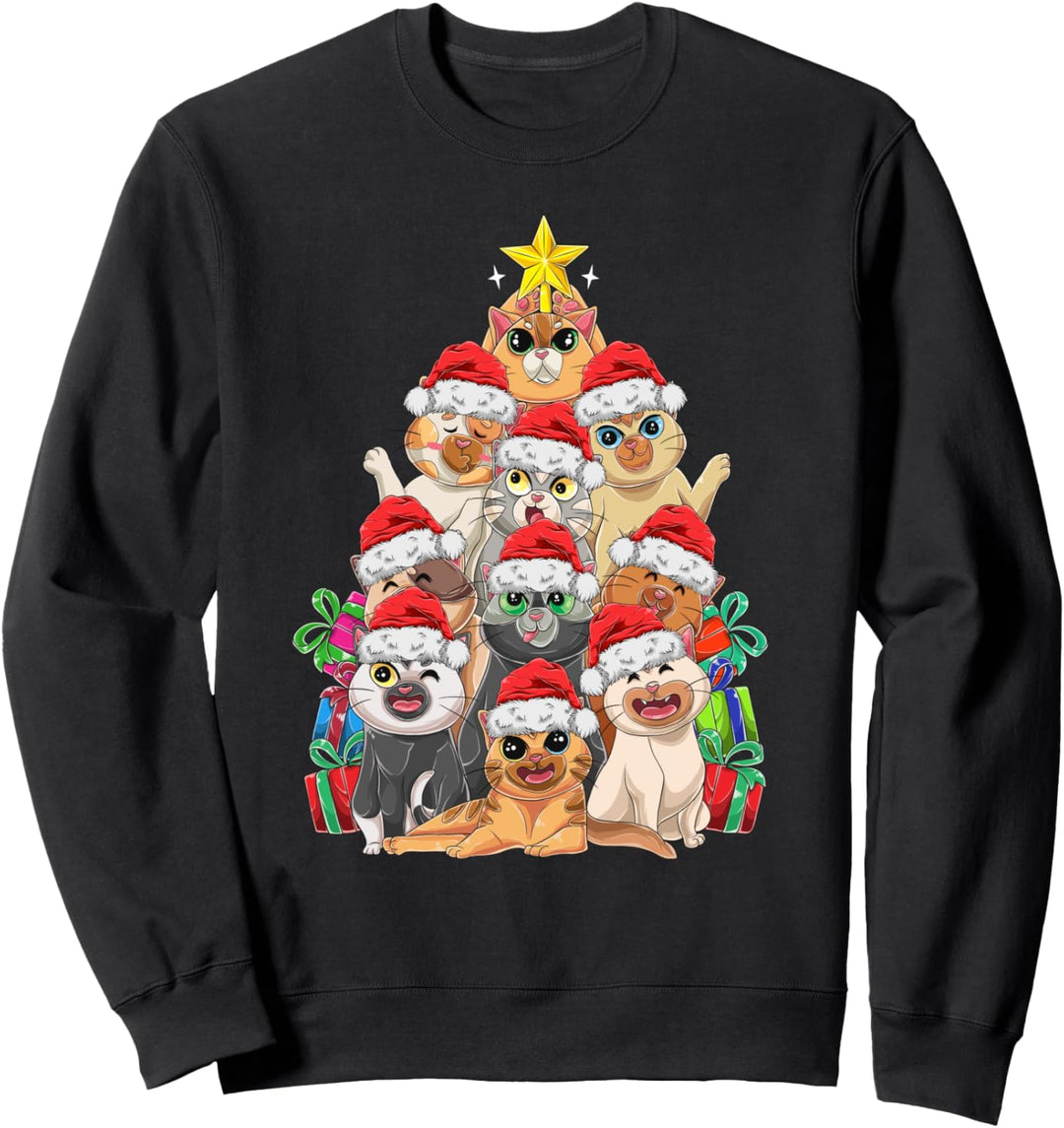 Lustiger Katzen Weihnachtsbaum Weihnachten Geschenk Katze Sweatshirt