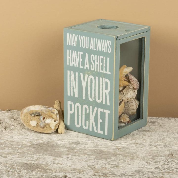 Primitives by Kathy House Decor Sea Shell Holder, 4.25 x 7.25 x 4.25-Inches, Piece of The Beach with