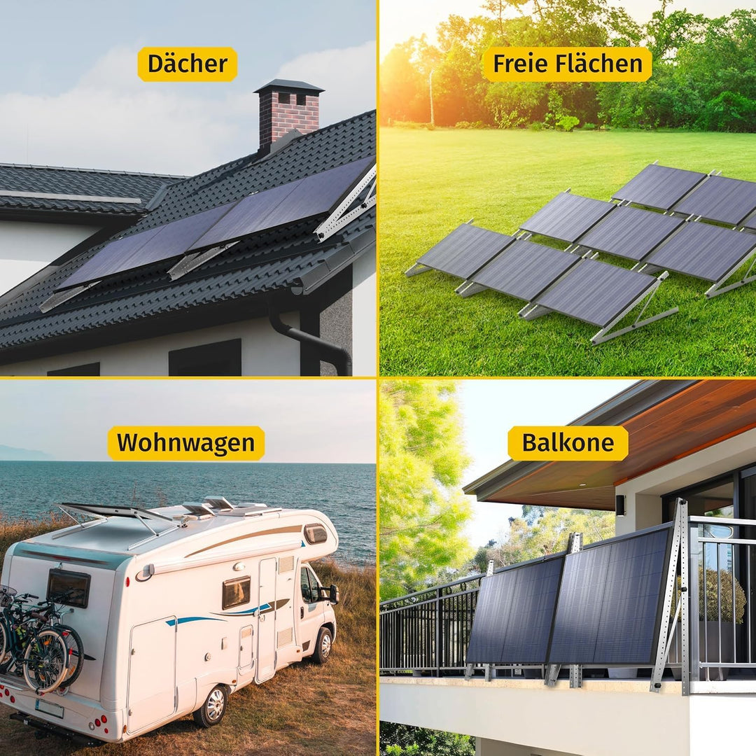 Avoltik Balkonkraftwerk Halterung 2er Set [0% MwSt.] - Solarpanel Halterung Flachdach [0-90° verstel