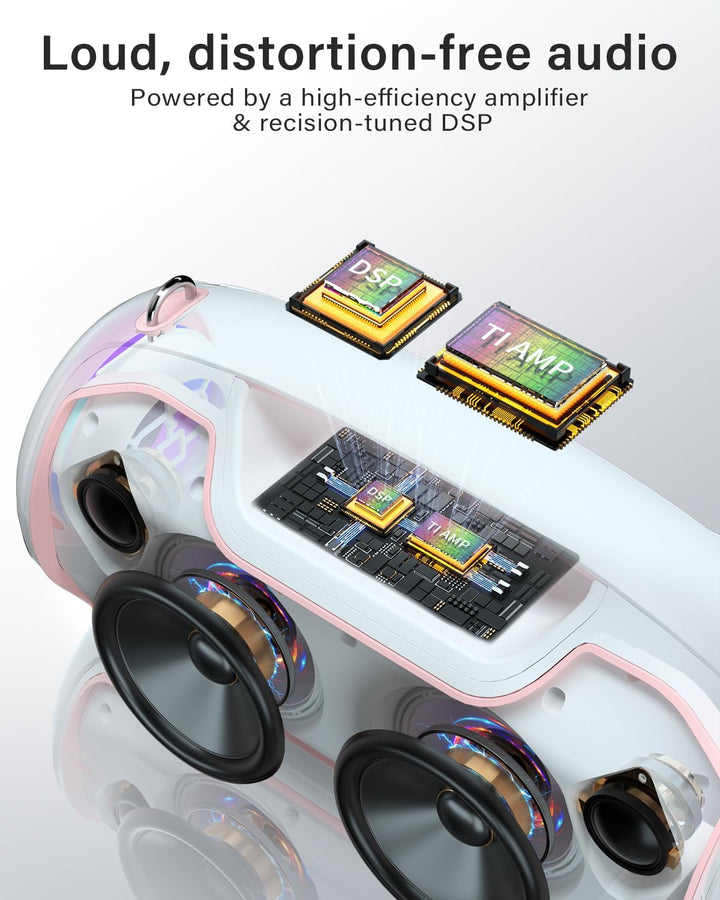 Bluetooth Lautsprecher，Tragbare Musikbox Bluetooth 5.3 mit 2 Subwoofern &amp; 2 Hochtönern,Bass Boost,24