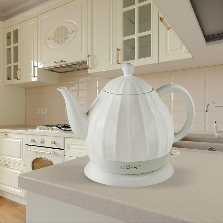 WASSERKOCHER Keramik 1,2 L 1200 W Teekocher Wasserkessel Weiss MAESTRO KETTLE