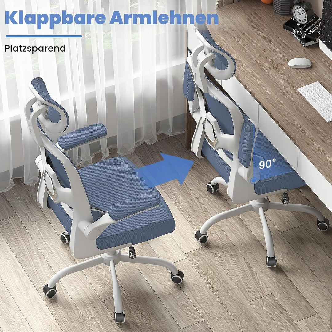 naspaluro Bürostuhl Ergonomischer, Schreibtischstuhl mit Hochklappbaren Armlehnen, Dynamischer Lordo