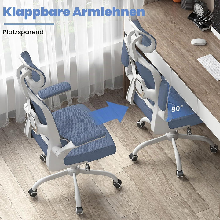 naspaluro Bürostuhl Ergonomischer, Schreibtischstuhl mit Hochklappbaren Armlehnen, Dynamischer Lordo