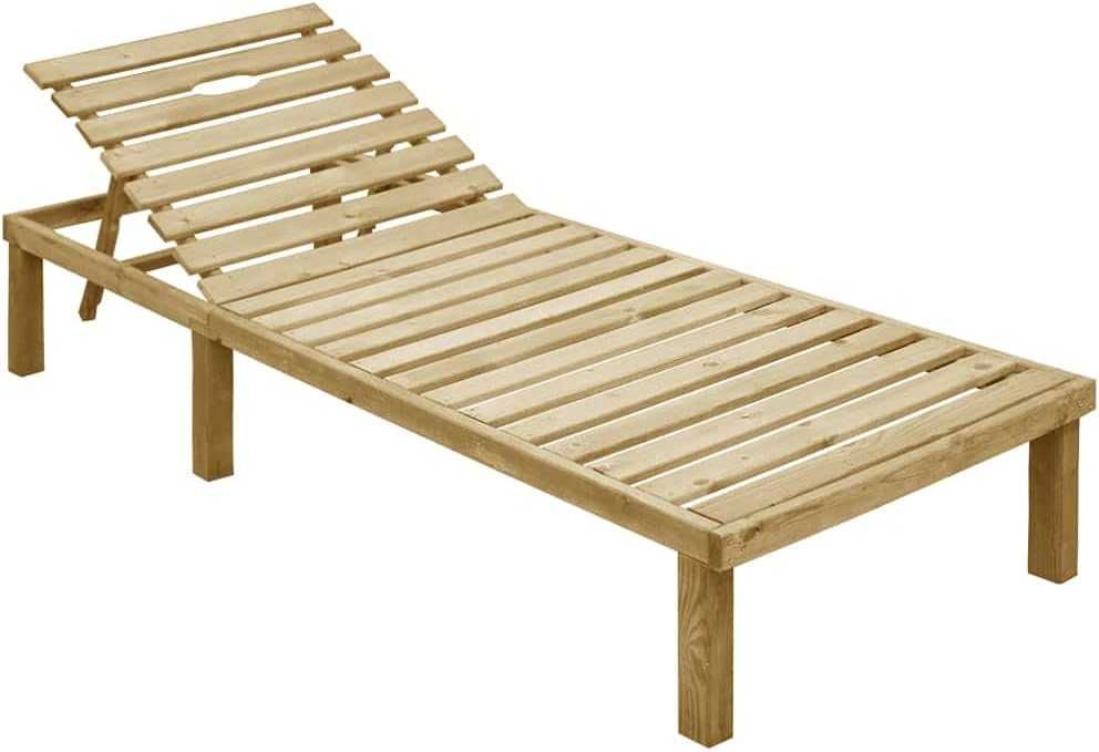 vidaXL Kiefernholz Imprägniert Sonnenliege mit Roter Auflage Gartenliege Relaxliege Holzliege Liege