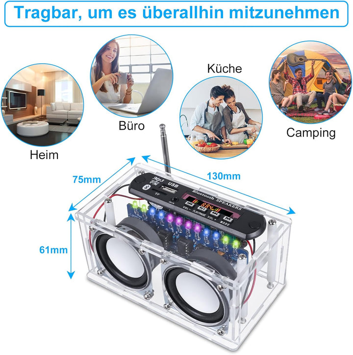 DONGKER DIY Elektronik Lautsprecher Löten Bausatz Bluetooth Kit mit FM Radio, Mini Heimstereo Sound