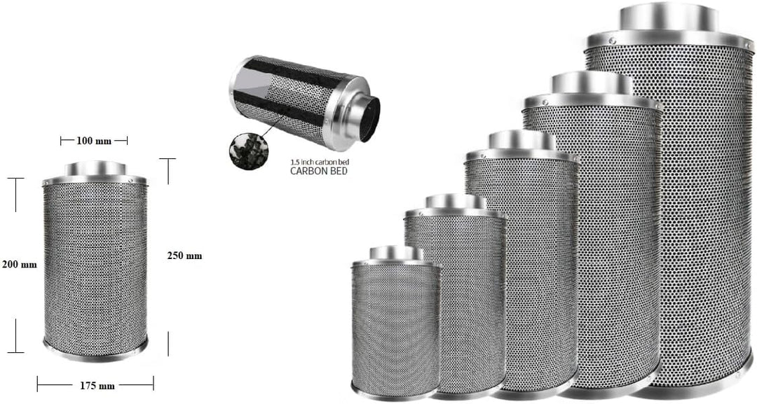 Aktivkohlefilter grow Luftreiniger 100 125 150 200 mm (100 * 200 (bis 200 m3/h)), 100 * 200 (bis 200