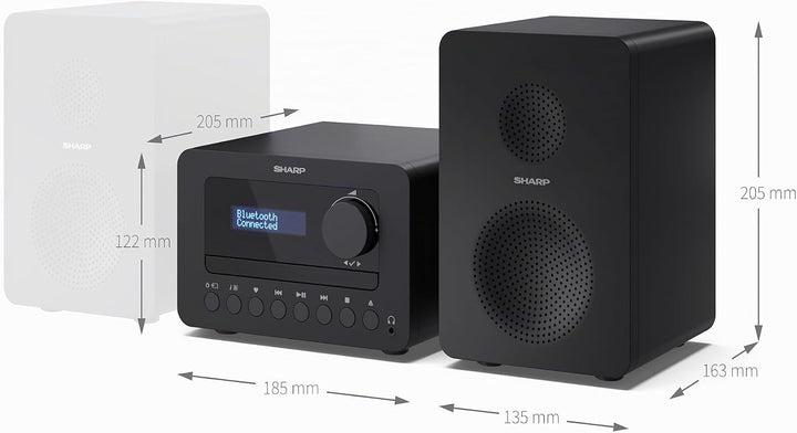 SHARP XL-B514(BK) Hi-Fi Mikrosystem mit FM-Radio, Bluetooth 5.0, CD-MP3-Player, USB-Wiedergabe, 30 W