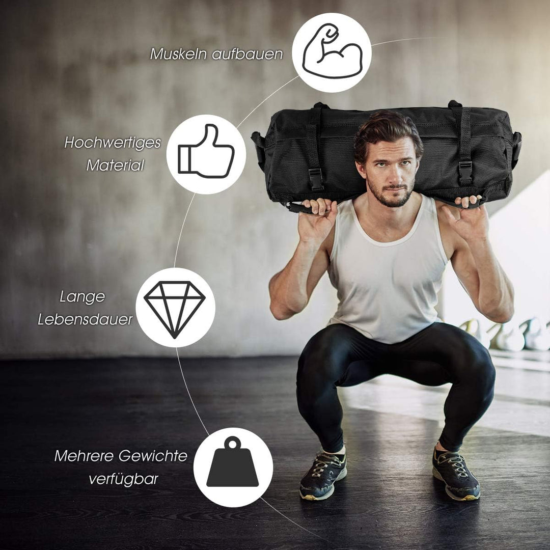 COSTWAY Sandbag, Power Bag inkl. Sandsack, Gewichtssack mit 6 Griffen, Core Bag aus Oxford, Training