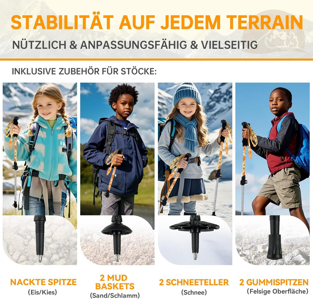 UnderwoodAggregator zusammenklappbare Trekkingstöcke für Kinder – leichte, verstellbare Wanderstöcke