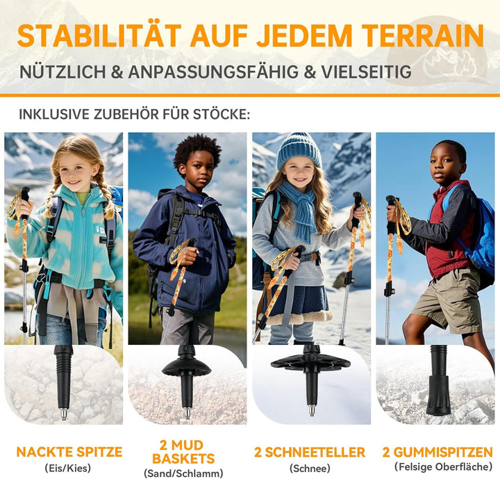 UnderwoodAggregator zusammenklappbare Trekkingstöcke für Kinder – leichte, verstellbare Wanderstöcke
