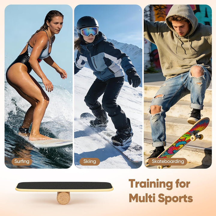 8-in-1 Balance Board Erwachsene,Holz Balance Board Set Mit Korkrolle,Kork Halbkugel und Woodball,Bal