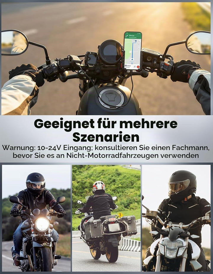 KEMIMOTO Motorrad USB Ladegerät, USB-A Type-C mit EIN/Aus-Schalter und LED-Spannungsmesser, IP66, 2