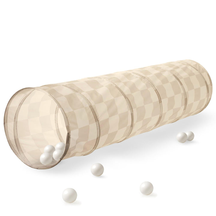 3 Sprouts - Krabbeltunnel für Kinder ab 1 Jahr – Spieltunnel Indoor & Outdoor - Schachbrett-beige, S
