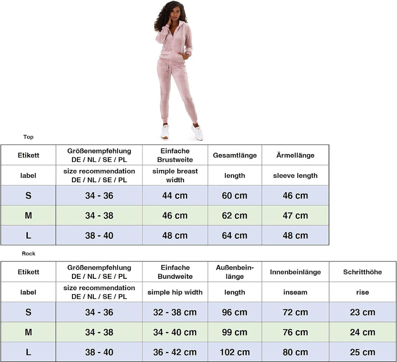 Jela London Damen Jogginganzug Trainingsanzug Hausanzug Freizeit Velours Samt Zweiteiler Set Jacke H