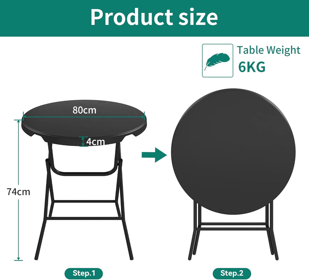 YITAHOME 80cm Gartentisch, Runder Klapptisch, Balkontisch Klappbar, Campingtisch Wetterfest für Outd