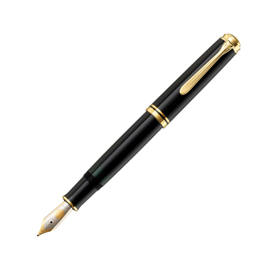 Pelikan Füllhalter Souverän 1000, Schwarz, Feder M (mittel), hochwertiger Kolbenfüller im Geschenk-E