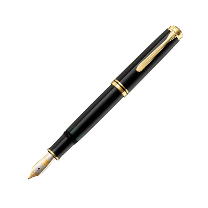 Pelikan Füllhalter Souverän 1000, Schwarz, Feder M (mittel), hochwertiger Kolbenfüller im Geschenk-E
