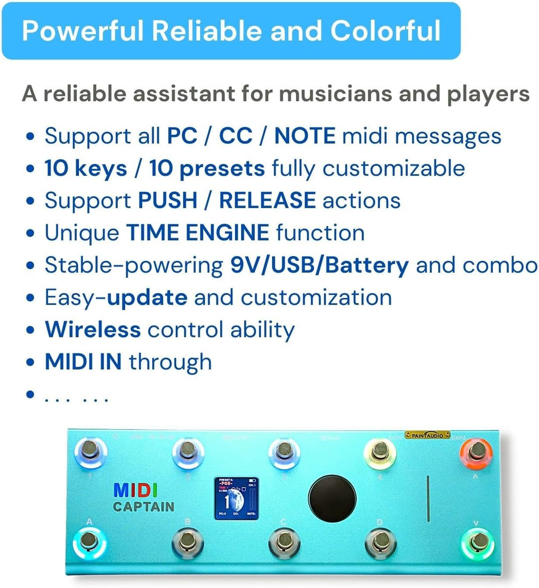 Paint Audio MIDI Captain Foot Controller Multi-Effects Keyboards Blau, Blau