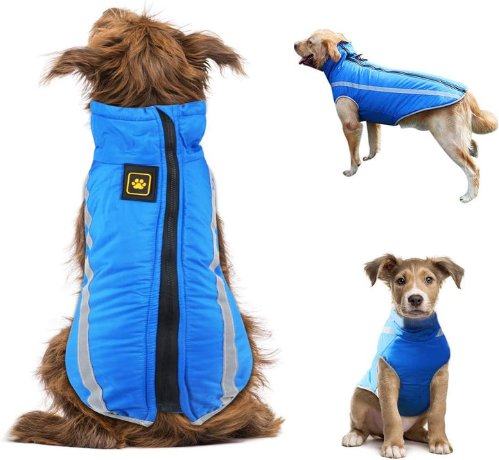 Idepet Wasserdichter Hundemantel Winter Warme Jacke, Winddichte Haustierkleidung Hundejacke Outfit f