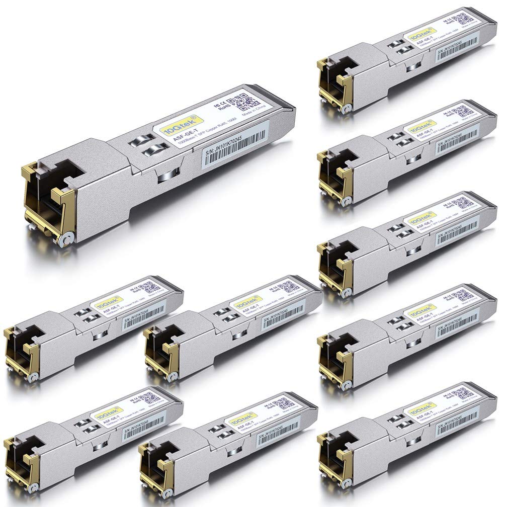 [10 Stück] 1G SFP auf RJ45 Mini Gbic Modul, 1000Base-T Kupfer Transceiver Kompatibel für Cisco GLC-T
