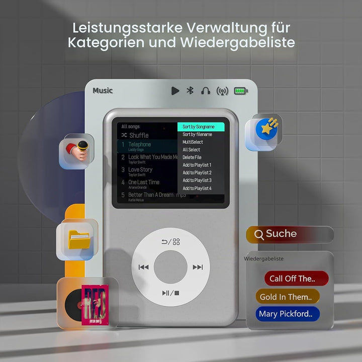 Innioasis Y1 64GB MP3 Player - Zeitlose Klasse: Touch Wheel-Steuerung, Bluetooth, Video-Player, Hörb