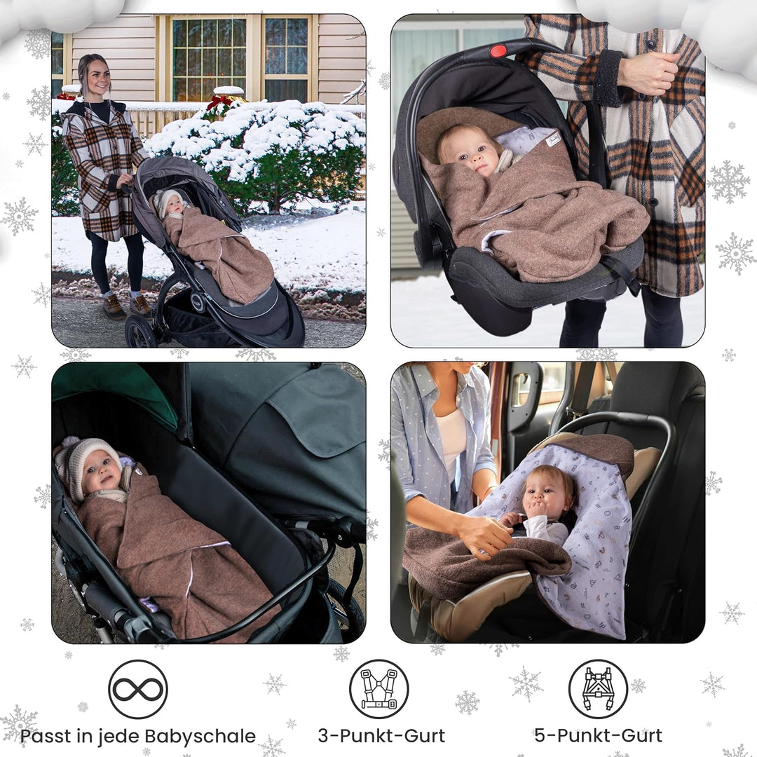 Swaddyl WOLLWALK Einschlagdecke Babyschale - Baby Fusssack - Maxi-Cosi Decke - Einschlagdecken für K