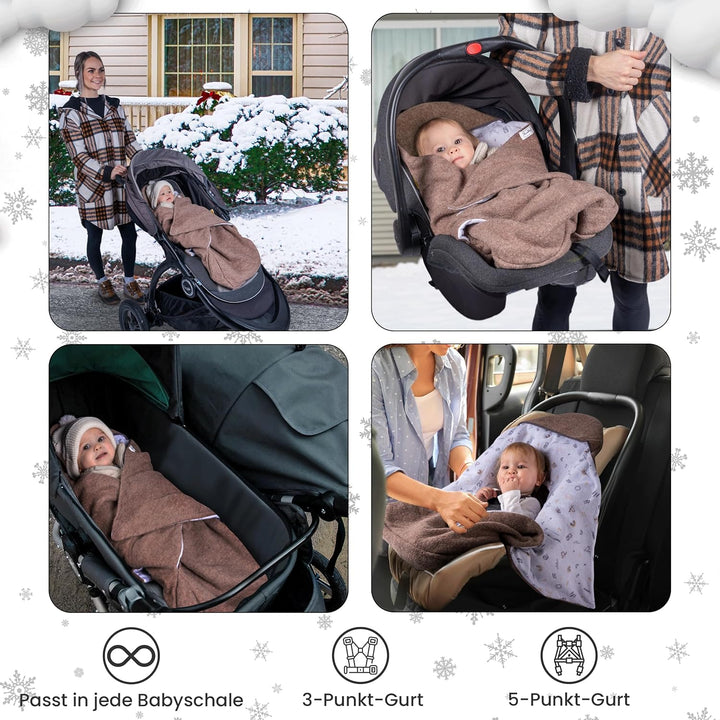 Swaddyl WOLLWALK Einschlagdecke Babyschale - Baby Fusssack - Maxi-Cosi Decke - Einschlagdecken für K