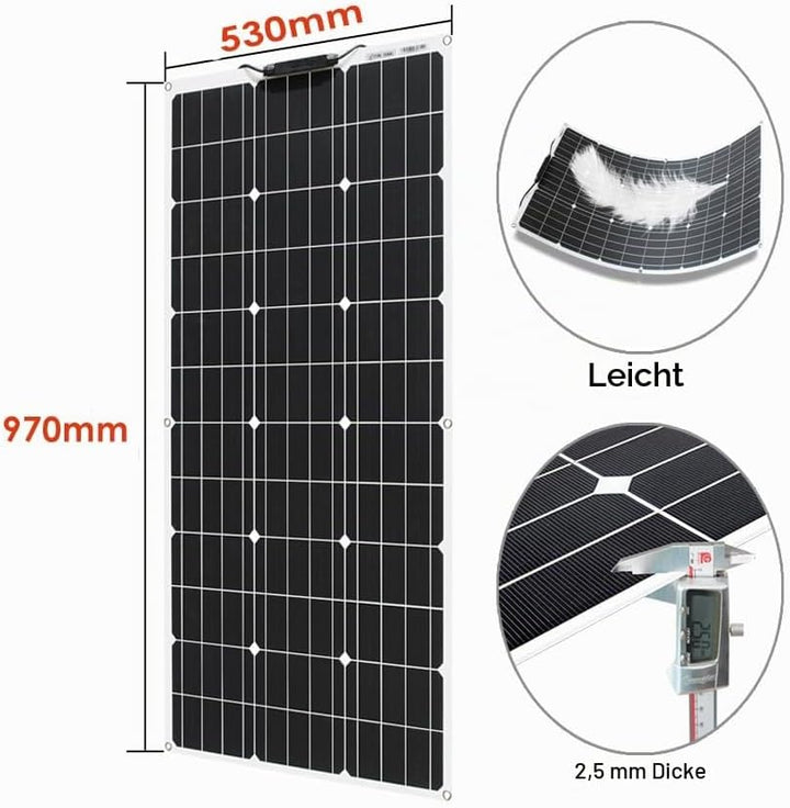 Aysolar 200W Flexibel Solarpanel Kit 2pcs 100w 18v Monokristallines Photovoltaik Solarmodul, 20A Lad