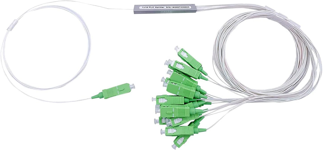 Elfcam® - Optischer Splitter Glasfaser-PLC-Splitter (Fasersplitter) SC/APC Simplex Singlemode 0,9 mm