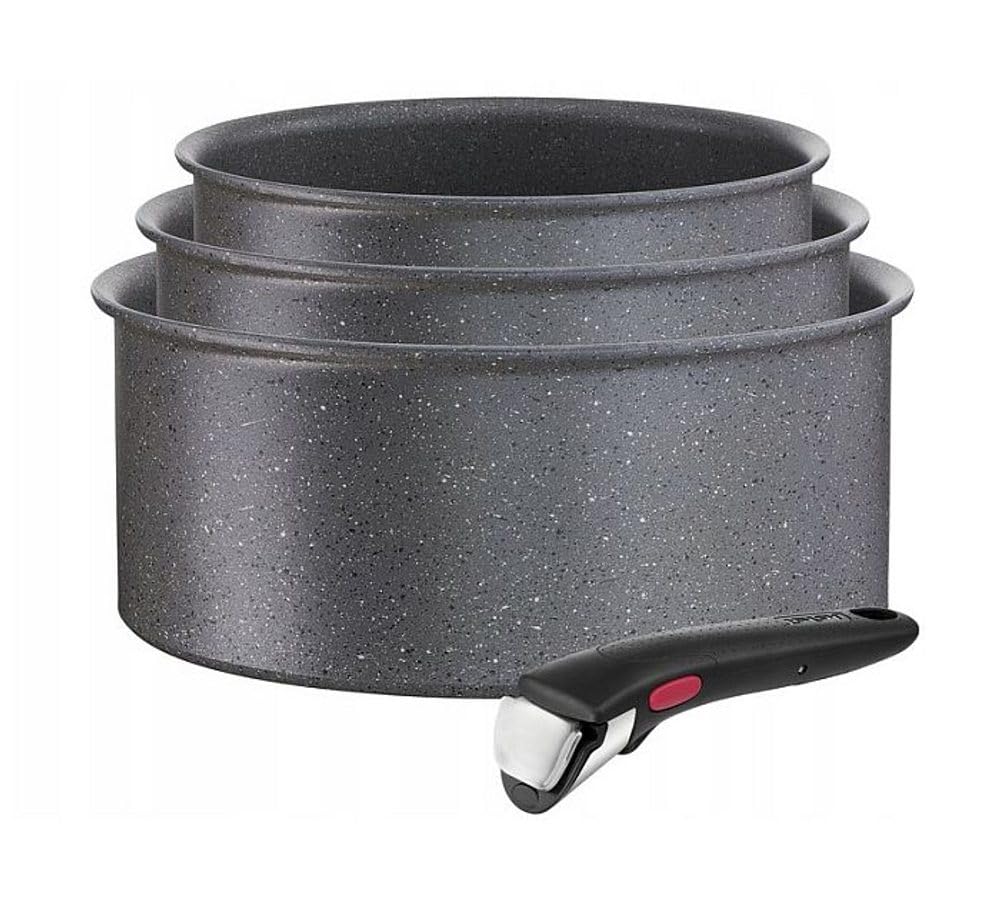 TEFAL L3969002 Ingenio Natural Force Set mit 3 Kochtöpfen 16/18/20 cm + Antihaft-Griff, alle Herdart
