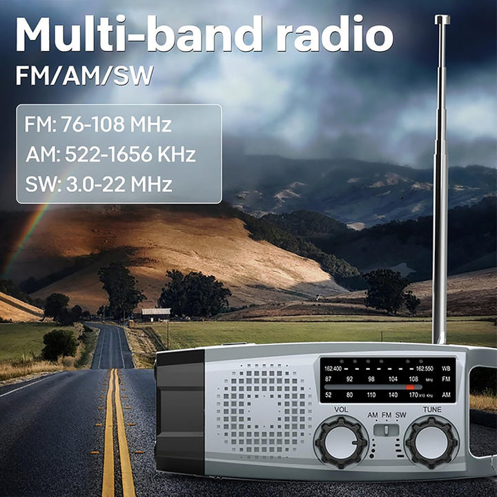 Kurbel Radio, 2000mAh notfallradio mit kurbel und solar AM/FM/SW Radio mit SOS Alarm Taschenlampe, 3