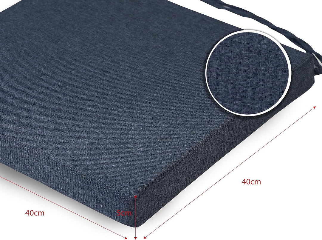 sunnypillow 4er Set Stuhlkissen mit Bindebänder - 40 x 40 x 5 cm - Sitzkissen Outdoor für Stühle/Bän