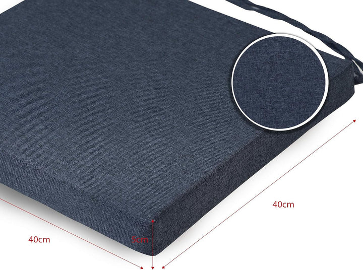 sunnypillow 4er Set Stuhlkissen mit Bindebänder - 40 x 40 x 5 cm - Sitzkissen Outdoor für Stühle/Bän